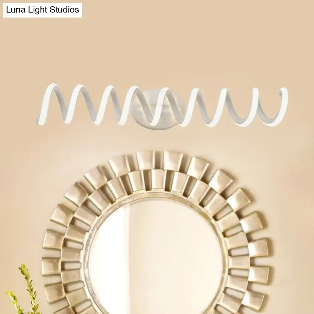 White natural wavy led wall light with modern spiral design for natural warm bathroom lighting