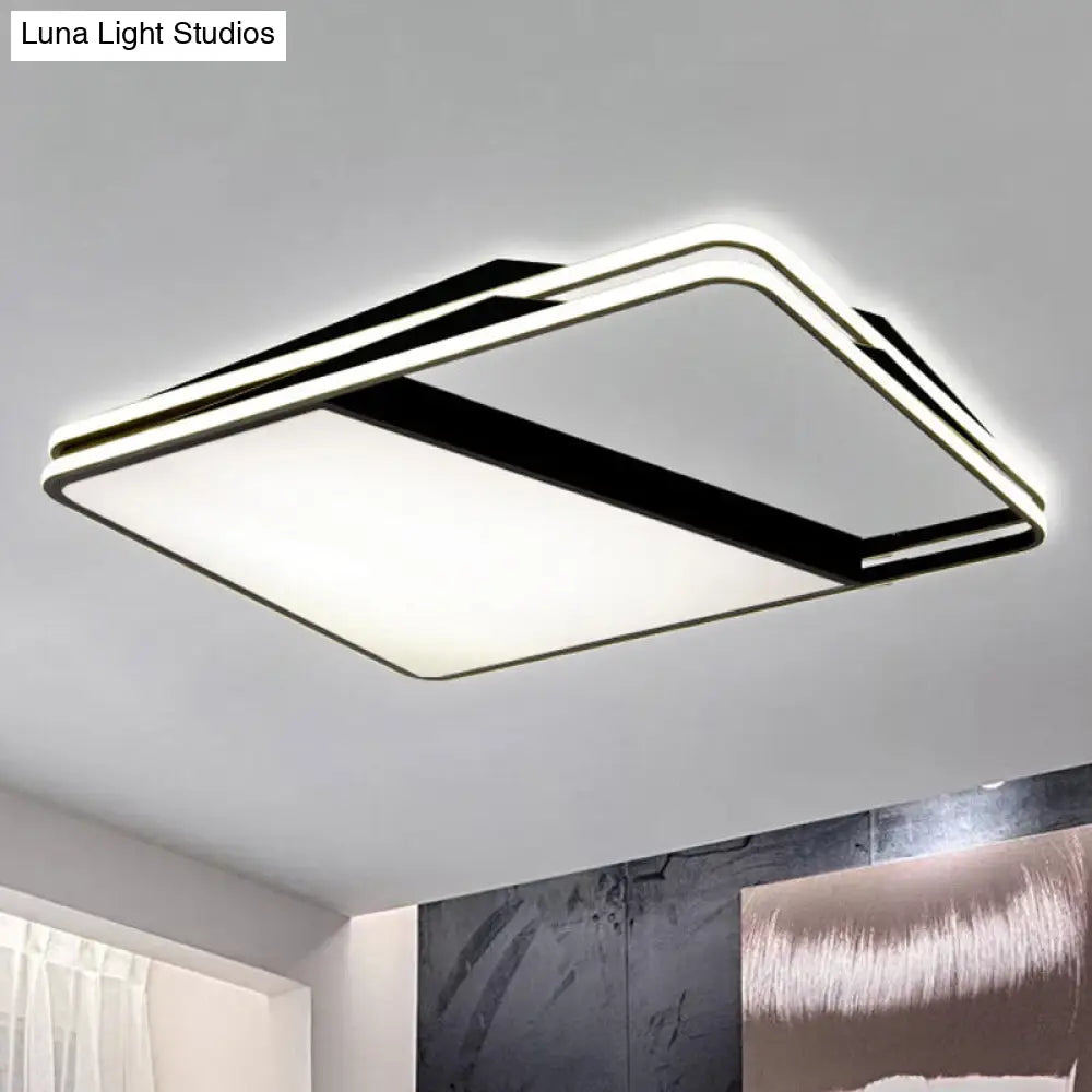 DecorBites™ DecorBites™ Modern Splicing Trapezoid Flush Ceiling Light - Metal LED Fixture in White/Warm Light, 23.5"/35.5" Wide