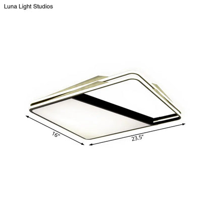 DecorBites™ DecorBites™ Modern Splicing Trapezoid Flush Ceiling Light - Metal LED Fixture in White/Warm Light, 23.5"/35.5" Wide