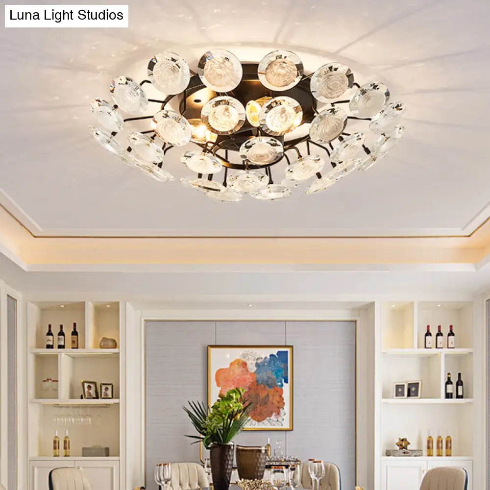 DecorBites™ DecorBites™ Modern Sputnik Crystal Semi Flush Dining Room Ceiling Lamp - 4 Bulbs - Black
