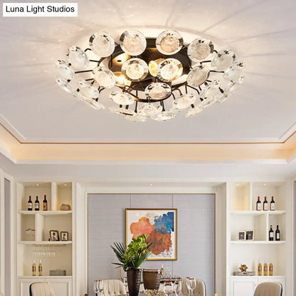DecorBites™ DecorBites™ Modern Sputnik Crystal Semi Flush Dining Room Ceiling Lamp - 4 Bulbs - Black