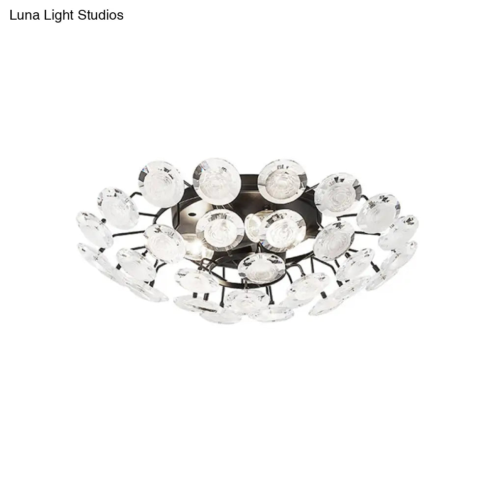 DecorBites™ DecorBites™ Modern Sputnik Crystal Semi Flush Dining Room Ceiling Lamp - 4 Bulbs - Black