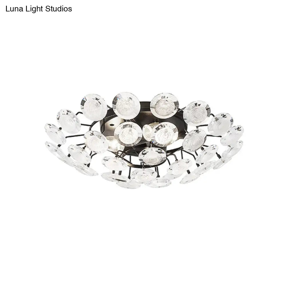 DecorBites™ DecorBites™ Modern Sputnik Crystal Semi Flush Dining Room Ceiling Lamp - 4 Bulbs - Black