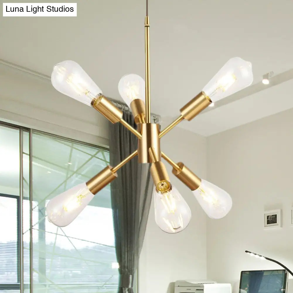 Modern Sputnik Hanging Pendant Light, Loft Style, Brass Finish