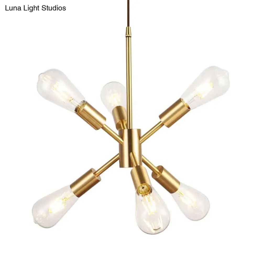 Modern Sputnik Hanging Pendant Light, Loft Style, Brass Finish