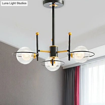 Lámpara de techo colgante Sputnik moderna de metal con pantallas de bolas de cristal transparente - 3/6 luces, LED negro