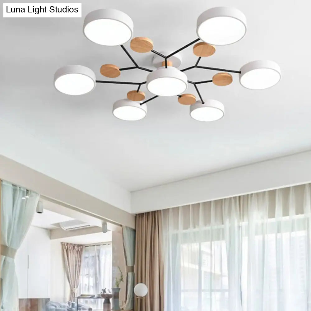 DecorBites™ DecorBites™ Modern Sputnik Metal Semi-Flush Mount Ceiling Light with 7-Head Design and Stylish Drum Acrylic Shade