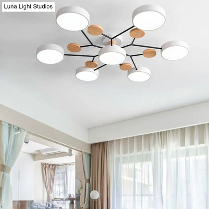 DecorBites™ DecorBites™ Modern Sputnik Metal Semi-Flush Mount Ceiling Light with 7-Head Design and Stylish Drum Acrylic Shade