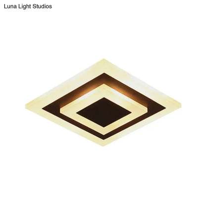 DecorBites™ DecorBites™ Modern Square Acrylic LED Flush Mount Ceiling Light - Stylish Lamp for Corridors and Kitchens, Coffee and White