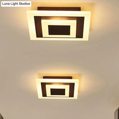 DecorBites™ DecorBites™ Modern Square Acrylic LED Flush Mount Ceiling Light - Stylish Lamp for Corridors and Kitchens, Coffee and White
