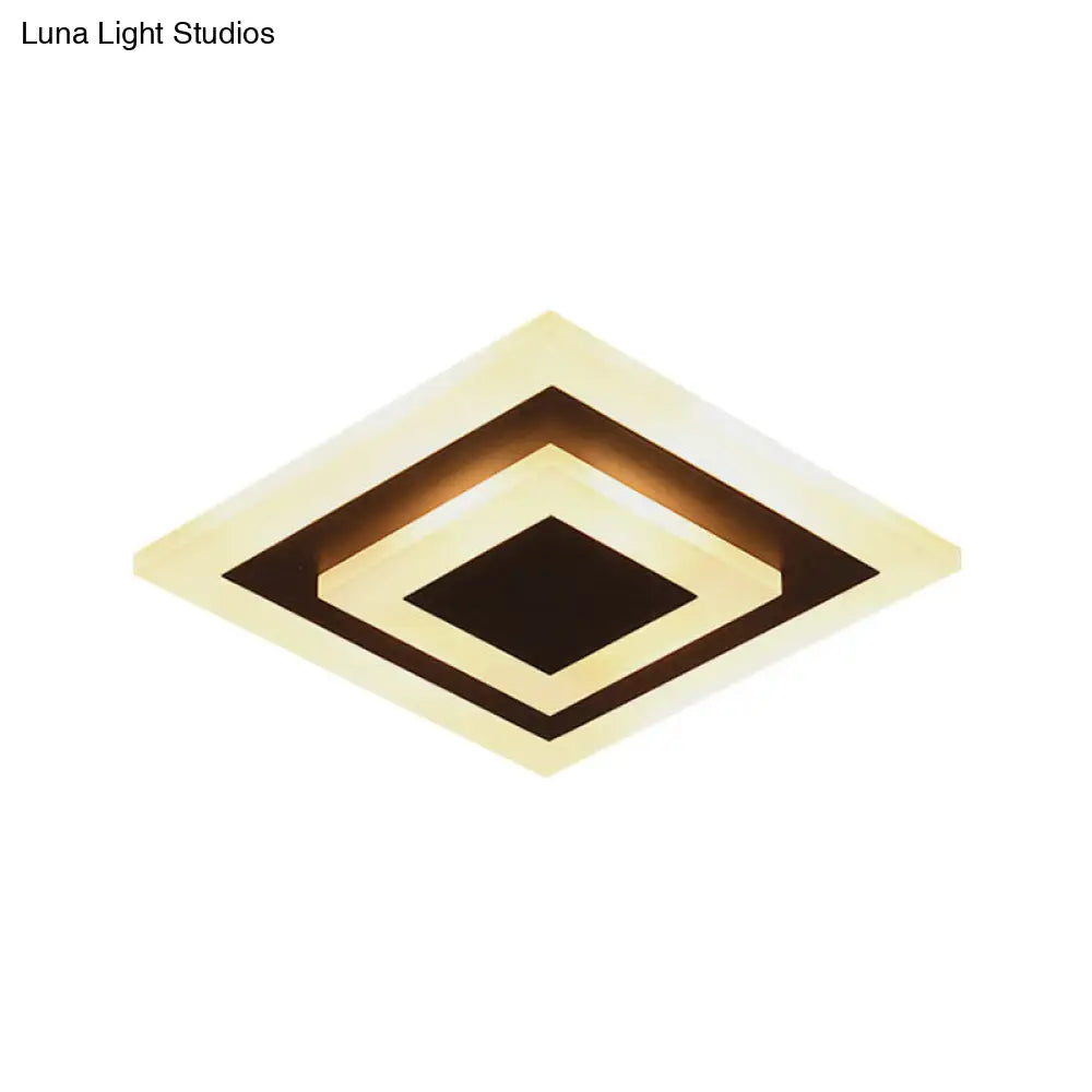 DecorBites™ DecorBites™ Modern Square Acrylic LED Flush Mount Ceiling Light - Stylish Lamp for Corridors and Kitchens, Coffee and White