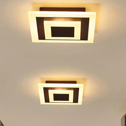 DecorBites™ DecorBites™ Modern Square Acrylic LED Flush Mount Ceiling Light - Stylish Lamp for Corridors and Kitchens, Coffee and White