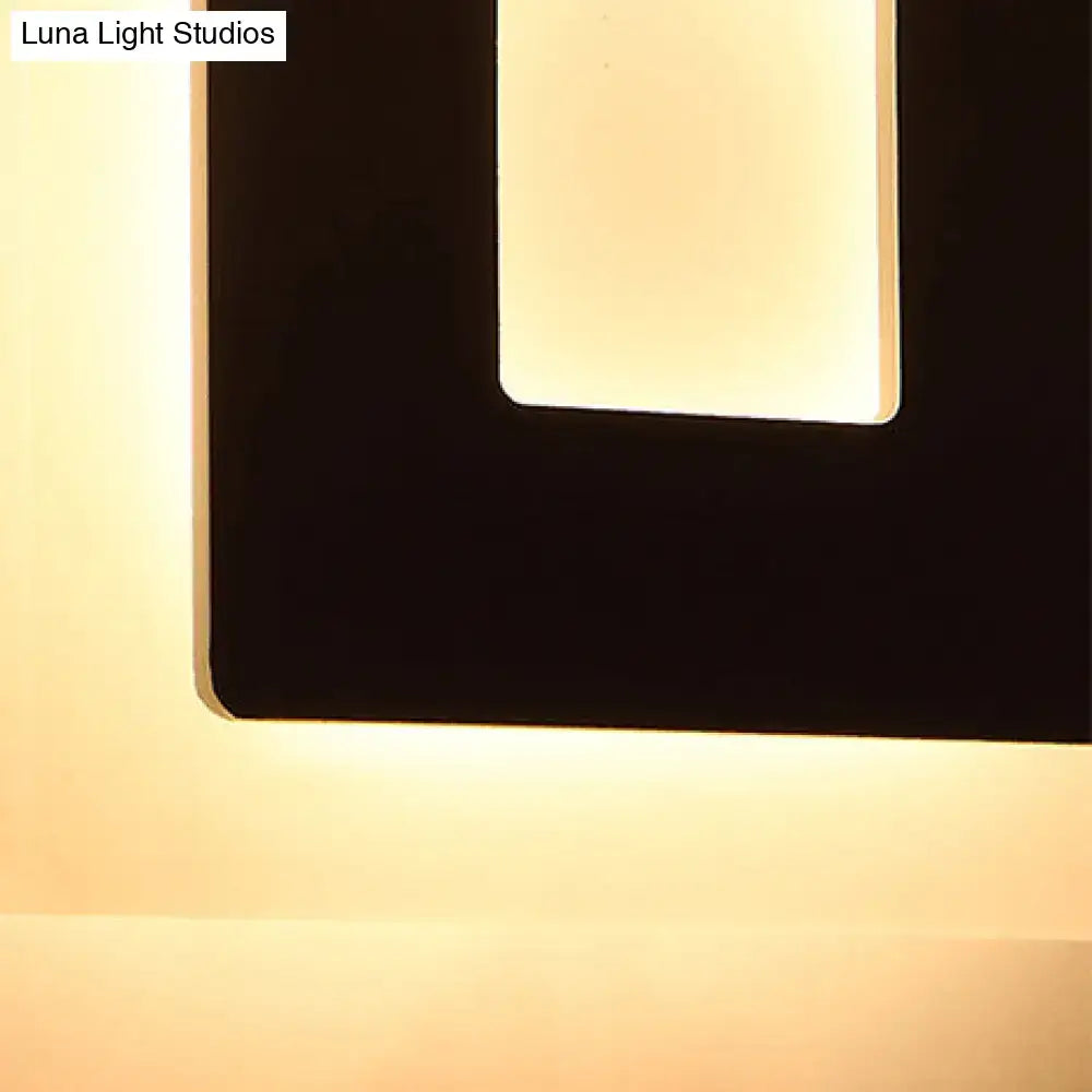 Modern square acrylic led wall sconce black with warm white glow direct wired electric for living room use
