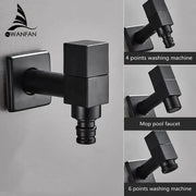 Modern square black wall mount washing machine tap with black matte finish and sleek decorbites black wall design