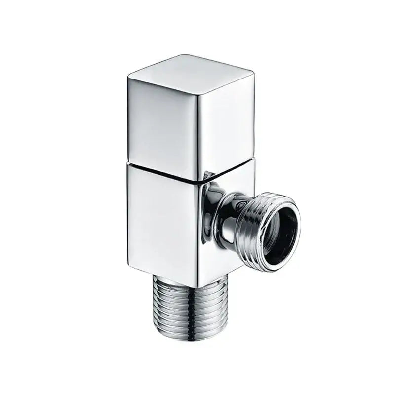 Chrome-finished square-shaped brass black angle valve with threaded connections for bathroom water control decorbites brass black