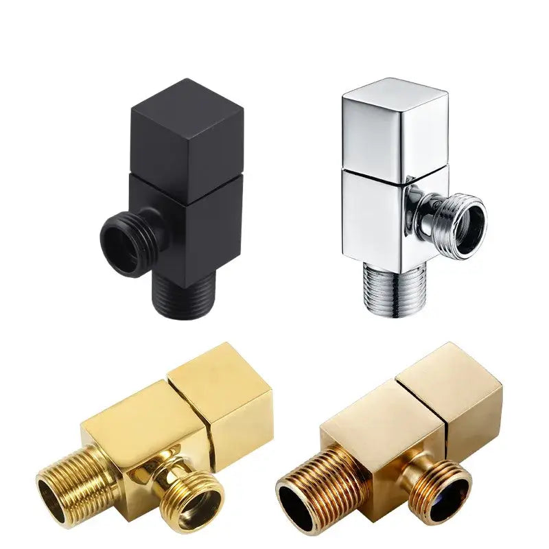 Modern square brass black angle valve bathroom water control connectors in black chrome and gold decorbites brass black design