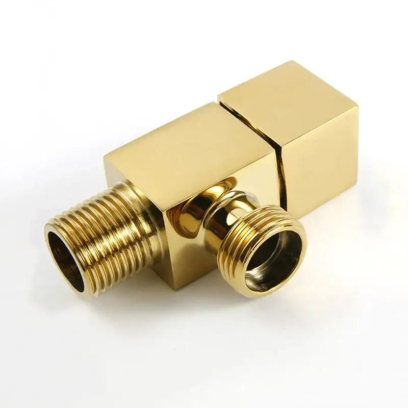 Gold-colored square-shaped bathroom faucet connector with threaded ends for decorbites brass black angle valve