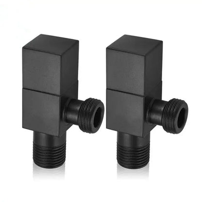 Modern square brass black angle valve with black matte finish and threaded connections for bathroom water control decorbites brass black