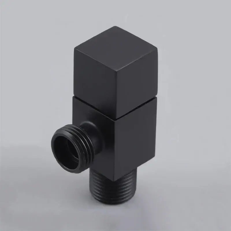 Modern square brass black angle valve with black matte finish and threaded connections for bathroom decorbites brass black use