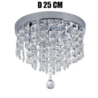 Modern square chrome crystal led ceiling chandelier with circular chrome finish and cascading clear crystal prisms for decorbites crystal led ceiling decor