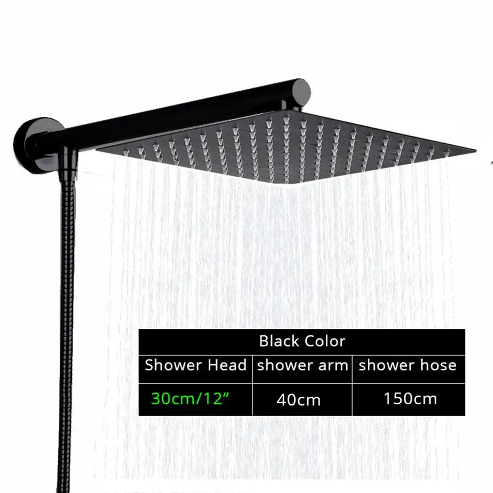 Modern black square rainfall shower head with sleek matte finish for decorbites bright chrome bathroom decorbites bright
