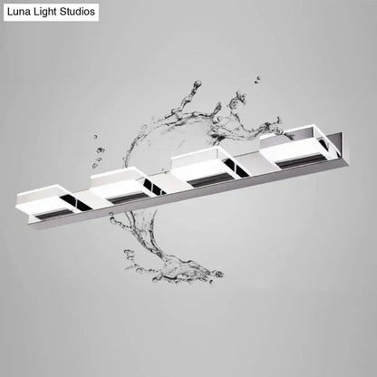 Modern square chrome stainless steel led vanity light bathroom sconce with long lasting black accented rectangular panels