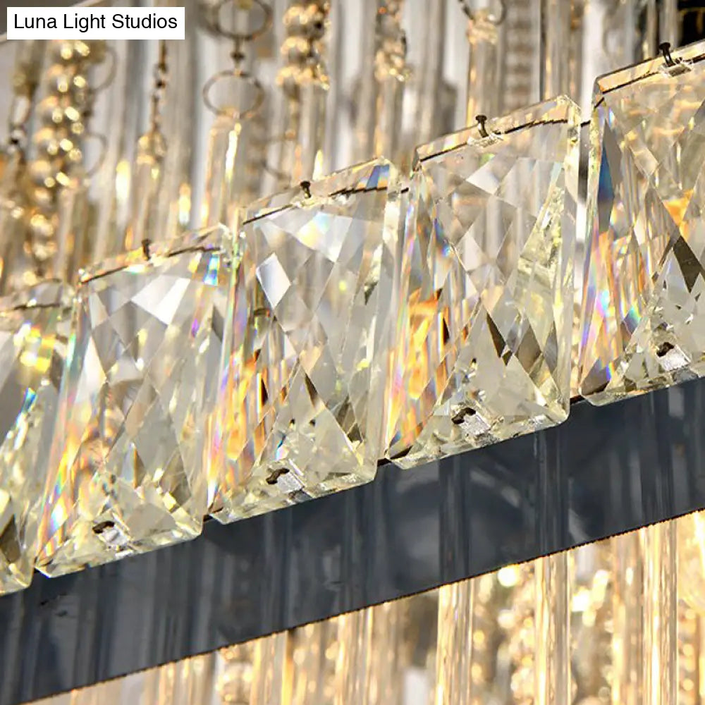 DecorBites™ DecorBites™ Modern Square Crystal Block Ceiling Light with 8 Heads - Nickel Flush Mount Lamp