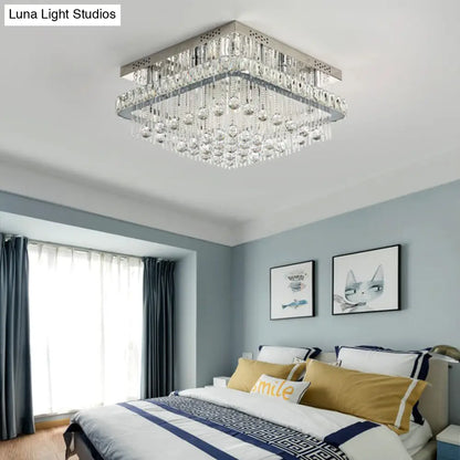DecorBites™ DecorBites™ Modern Square Crystal Block Ceiling Light with 8 Heads - Nickel Flush Mount Lamp