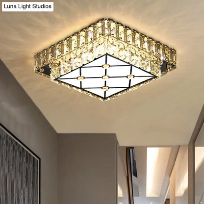 DecorBites™ DecorBites™ Modern Square Crystal LED Flush Mount Ceiling Light for Hallways