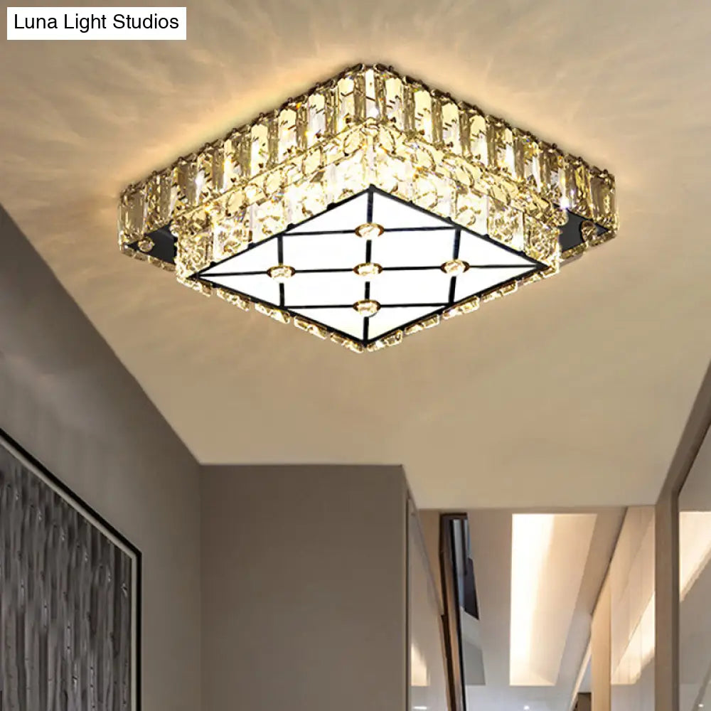 DecorBites™ DecorBites™ Modern Square Crystal LED Flush Mount Ceiling Light for Hallways