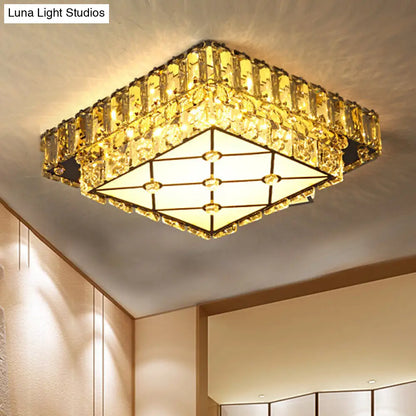 DecorBites™ DecorBites™ Modern Square Crystal LED Flush Mount Ceiling Light for Hallways