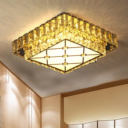 DecorBites™ DecorBites™ Modern Square Crystal LED Flush Mount Ceiling Light for Hallways