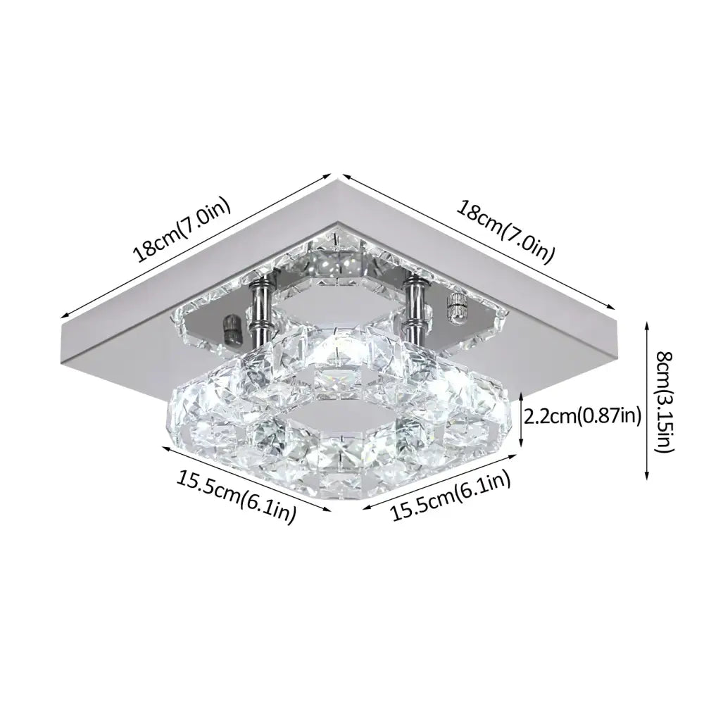 Modern square crystal led pendant chandelier with sleek silver frame and clear faceted glass for dining room decorbites crystal led