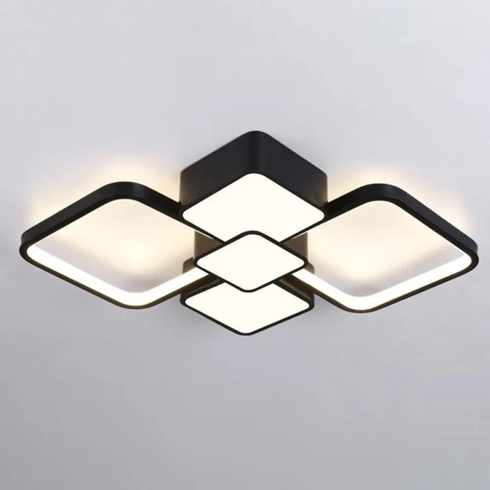 DecorBites™ DecorBites™ Modern Square Flush Mount LED Ceiling Light in Black with Warm/White Light, 18"/21.5" Wide