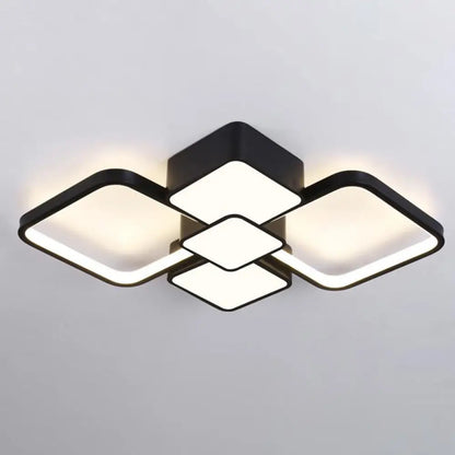 DecorBites™ DecorBites™ Modern Square Flush Mount LED Ceiling Light in Black with Warm/White Light, 18"/21.5" Wide