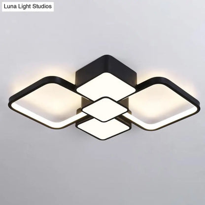 DecorBites™ DecorBites™ Modern Square Flush Mount LED Ceiling Light in Black with Warm/White Light, 18"/21.5" Wide