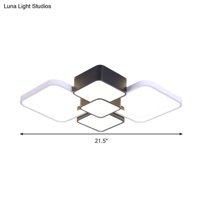 DecorBites™ DecorBites™ Modern Square Flush Mount LED Ceiling Light in Black with Warm/White Light, 18"/21.5" Wide