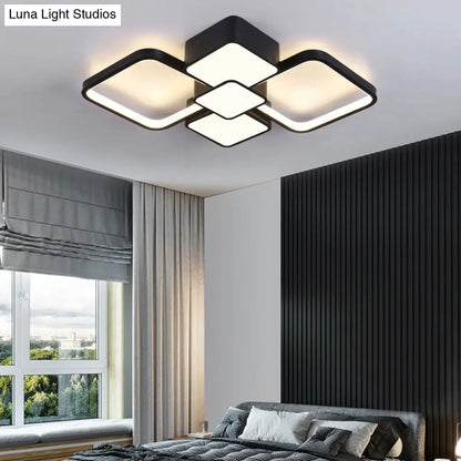 DecorBites™ DecorBites™ Modern Square Flush Mount LED Ceiling Light in Black with Warm/White Light, 18"/21.5" Wide