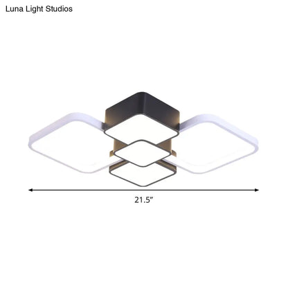 DecorBites™ DecorBites™ Modern Square Flush Mount LED Ceiling Light in Black with Warm/White Light, 18"/21.5" Wide