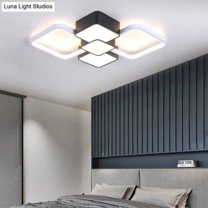 DecorBites™ DecorBites™ Modern Square Flush Mount LED Ceiling Light in Black with Warm/White Light, 18"/21.5" Wide