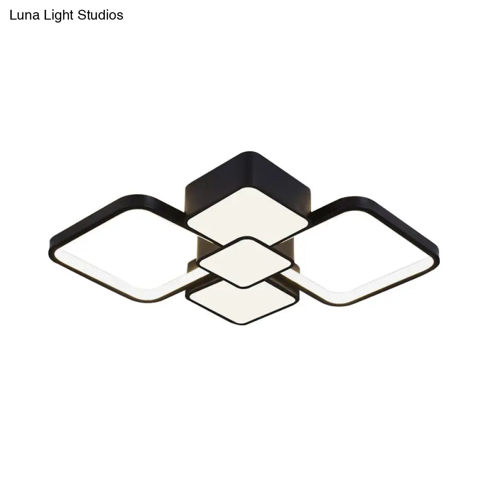 DecorBites™ DecorBites™ Modern Square Flush Mount LED Ceiling Light in Black with Warm/White Light, 18"/21.5" Wide