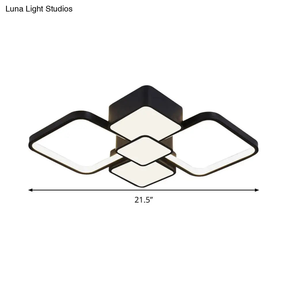 DecorBites™ DecorBites™ Modern Square Flush Mount LED Ceiling Light in Black with Warm/White Light, 18"/21.5" Wide