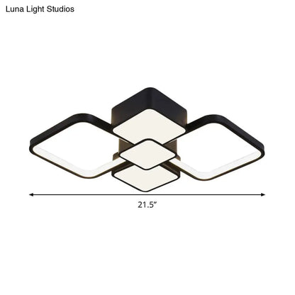 DecorBites™ DecorBites™ Modern Square Flush Mount LED Ceiling Light in Black with Warm/White Light, 18"/21.5" Wide