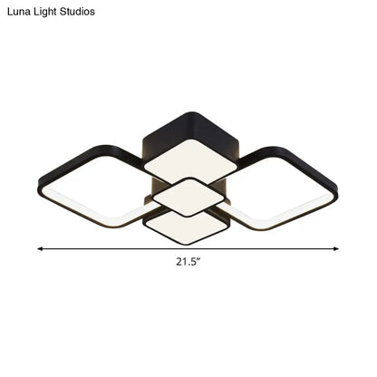 DecorBites™ DecorBites™ Modern Square Flush Mount LED Ceiling Light in Black with Warm/White Light, 18"/21.5" Wide