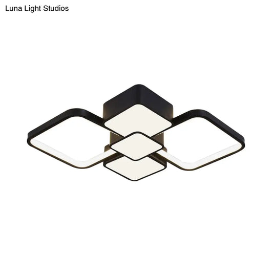 DecorBites™ DecorBites™ Modern Square Flush Mount LED Ceiling Light in Black with Warm/White Light, 18"/21.5" Wide