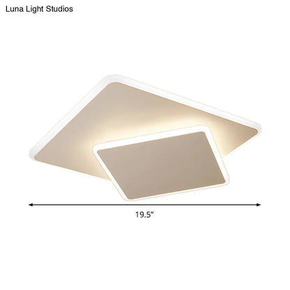 DecorBites™ DecorBites™ Modern Square Flush Mount LED Ceiling Light, White/Coffee Acrylic, 16"/19.5" Wide, Warm/White Lighting