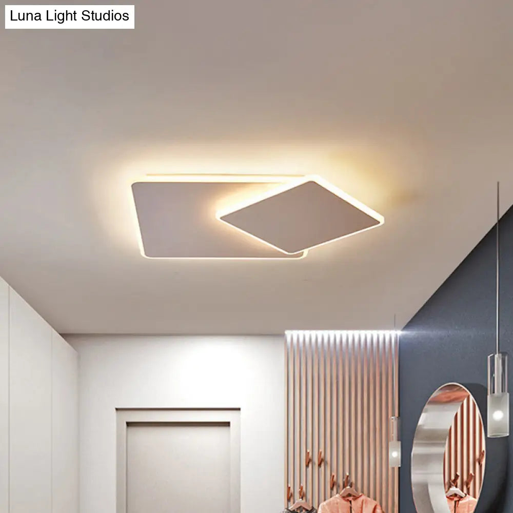 DecorBites™ DecorBites™ Modern Square Flush Mount LED Ceiling Light, White/Coffee Acrylic, 16"/19.5" Wide, Warm/White Lighting