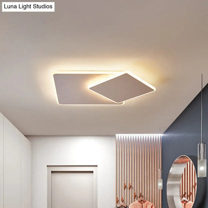 DecorBites™ DecorBites™ Modern Square Flush Mount LED Ceiling Light, White/Coffee Acrylic, 16"/19.5" Wide, Warm/White Lighting