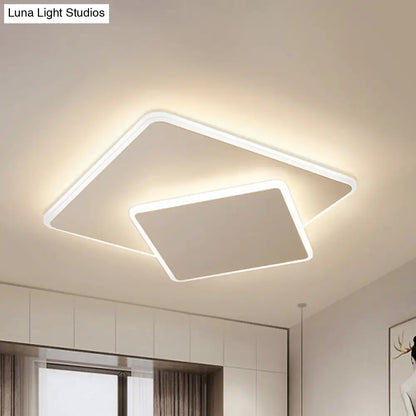 DecorBites™ DecorBites™ Modern Square Flush Mount LED Ceiling Light, White/Coffee Acrylic, 16"/19.5" Wide, Warm/White Lighting