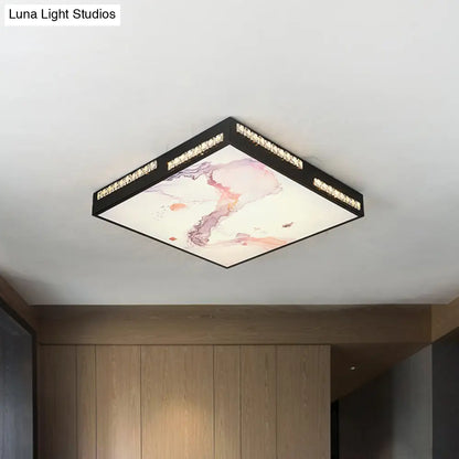 DecorBites™ DecorBites™ Modern Square Flush Mount LED Ceiling Light with Crystal Accent - Black